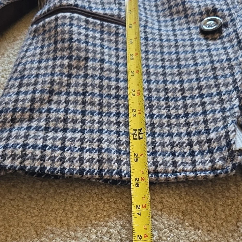 Veronica Beard Hudson Houndstooth Dickey Blazer Suede Elbows & Trim Sz 12 - Picture 13 of 16